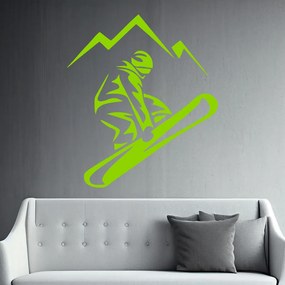 Veselá Stena Samolepka Snowboardista Farba: zelená, Veľkosť: 40 x 45 cm