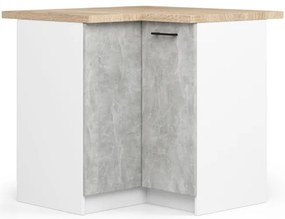 Spodná rohová kuchynská skrinka s doskou OLIWIA S90/90 biela / betón