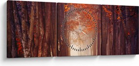 Obraz - Jesenné les (s hodinami) (90x30 cm)