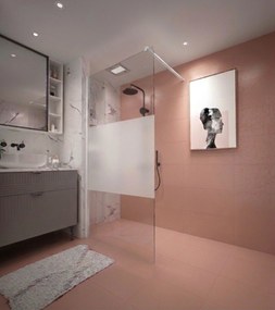 Erga Paris, sprchová zástena Walk-In 140x200 cm, 8mm číre/mliečne sklo, biely matný profil, ERG-V02-PARIS-140x200-MF-WH