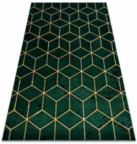 Koberec EMERALD exkluzívny 1014 glamour, styl kocka fľaškovo zelený / zlatý