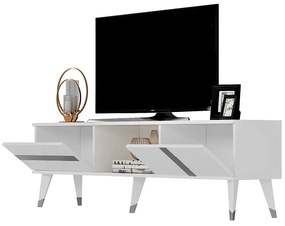 TV stolík/skrinka Vekika 2 (biela + strieborná) . Vlastná spoľahlivá doprava až k Vám domov. 1095253