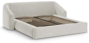 Béžová čalúnená dvojlôžková posteľ s úložným priestorom s roštom 180x200 cm Campi – Cosmopolitan Design