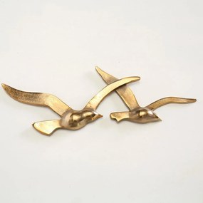 Kovová dekorácia na stenu Gold Birds 13x35 cm + 12x40 cm
