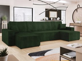 Rohová sedačka U Kasuna U (tmavozelená čierna) (s úl. priestorom)