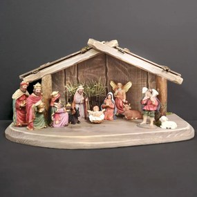 AMADEA Drevený betlehem šedohnedý BEZ FIGURÍK 38 cm