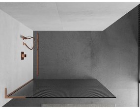 Mexen Kioto L, sprchová zástena Walk-In 100 x 200 cm, 8mm sklo s rebrovým vzorom, medený matný profil, 800-100-103-65-09