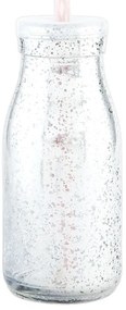 Strieborná sklenená fľaša na slamku bez slamky - Ø 6*14 cm / 0,2 L