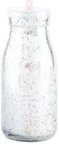 Strieborná sklenená fľaša na slamku bez slamky - Ø 6*14 cm / 0,2 L