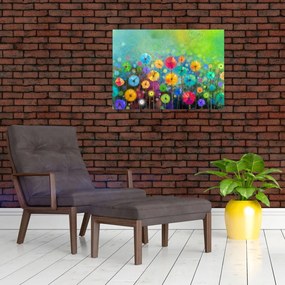 Sklenený obraz - Abstraktné kvety (70x50 cm)