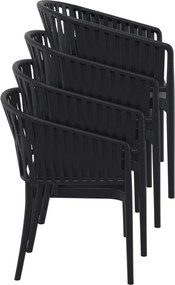 PORTOFINO záhradná stolička s podrúčkami white/black