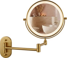 Rea Glow, kozmetické LED zrkadlo nástenné 20 cm, zlatá matná, HOM-70001