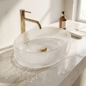 Rea Mirella Transparent, sklenené umývadlo na dosku 495x380x125 mm, číra, REA-U3525