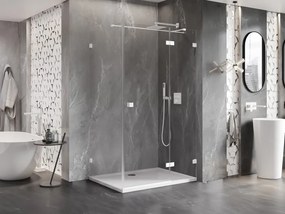 Mexen Lunar T, výklopný sprchový kút pravý 130 x 70 cm, 8mm číre sklo, biely profil, 834T-130-070-20-00-P