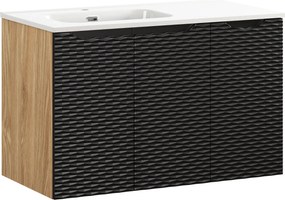 Comad Kúpeľňová skrinka s keramickým umývadlom Ocean Black 90 cm - čierna matná