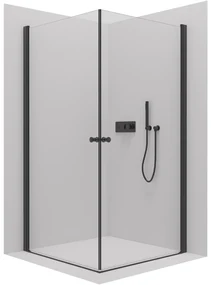 CERANO - Sprchovací kút Antelo Duo L/P - čierna matná, transparentné sklo - 120x120 cm - krídlový, CER-CER-482332