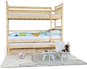 Wilsondo Poschodová posteľ s prístelkou Petra 5 - prírodná Rozmer: 180x80