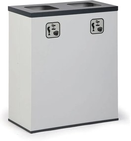 Kôš na triedený odpad 2x 70 L, úchyt na vrece, sivý/čierny