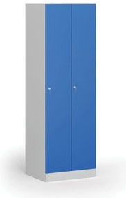 Kovová šatníková skrinka S1, 2-dverová, 1850 x 600 x 500 mm, cylindrický zámok, modré dvere