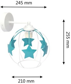 Detská nástenná lampa STARS 1xE27/15W/230V tyrkysová/biela