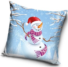 Dekoračný vankúš so snehuliakom - 40 x 40 cm