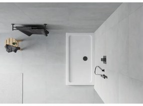 Mexen SLIM - Obdĺžniková sprchová vanička 130x70x5cm + čierny sifón, biela, 40107013B