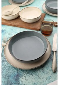 Jedálna súprava 16 ks béžová/modrá/porcelán