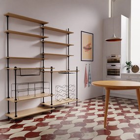 Kuchynský industriálny regál s 11 policami s príslušenstvom, 185x160x17,5/35 cm