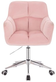 LuxuryForm DESIGN Kreslo AMALFI VELUR na striebornej podstave s kolieskami - ružové