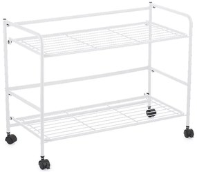 CONFORTIME 2. akosť - Pojazdný regál, skladacia polica 2 poschodová XXL - 67 x 30 x 45 cm - biela