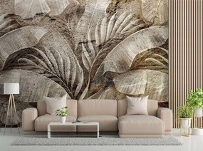 Gario Fototapeta Tropické listy na textúre imitujúcej betón Materiál: Vliesová, Rozmery: 150 x 105 cm