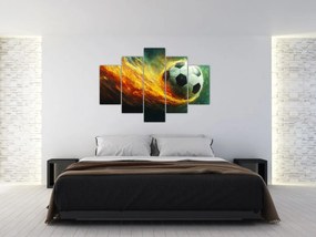 Obraz - Futbalová lopta v lete (150x105 cm)