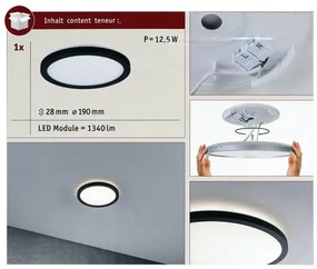 Paulmann 70997 - LED/11,2W Panel prisadený ATRIA 230V 3000K čierna