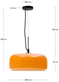 Oranžové LED závesné svietidlo so skleneným tienidlom ø 38 cm Reig – Kave Home