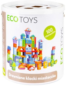 Vzdelávacie drevené bloky mesto 100 ks triedička ECOTOYS