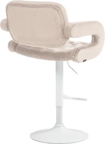 Barová stolička Dublin - zamat, biely rám Krémová