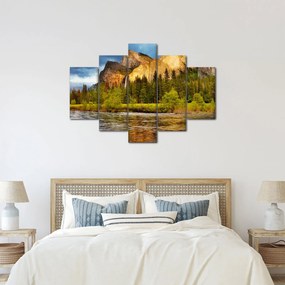 Obraz - Skaly pri jazere (150x105 cm)