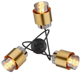 Globo 15560-3D - Prisadený luster MILLEY 3xE27/40W/230V čierna/mosadz