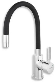 Drezová batéria Novaservis so silikónovým ramienkom čierna/chróm 70710.0C, 1 ks