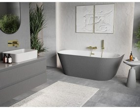 Mexen Oris, voľne stojaca ryhovaná vaňa 150 x 75 cm, biela-šedá, zlatý lesklý prepad, 52871507562-50