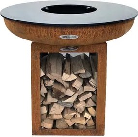 Hnedý vonkajší gril na drevené uhlie Remundi Carus M, výška 80 cm