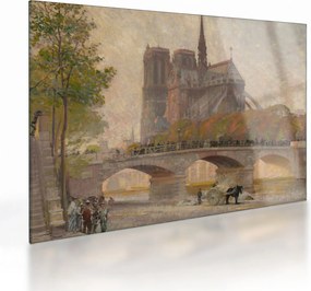 Sklenený obraz - Robert William Vonnoh, Notre Dame de Paris, reprodukcia (70x50 cm)