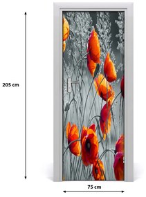 Samolepiace fototapety na dvere pole mak 75x205 cm