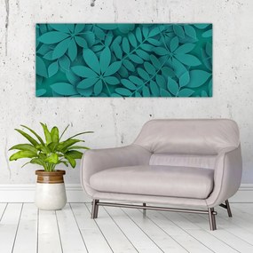 Obraz - Tyrkysové listy (120x50 cm)