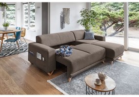 Hnedá rozkladacia/s úložným priestorom rohová pohovka Classy Sophie – Miuform