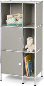 Kovový regál »CN3 Kids« s 2 dvierkami, svetlosivý