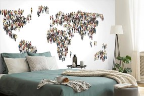 Samolepiaca tapeta mapa sveta pozostávajúca z ľudí - 450x300