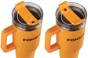 Foxigy Termohrnček do auta so slamkou 1200 ml Amber