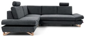 Rozkladacia rohová čalúnená sedacia súprava s úložným priestorom do L AVESTA ľavá antracit