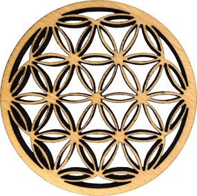 AMADEA Drevený podtácok okrúhly mandala, masívne drevo, priemer 10,5 cm